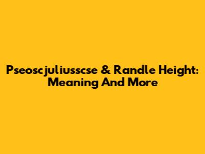Pseoscjuliusscse & Randle Height: Meaning And More