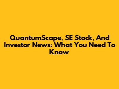 QuantumScape, SE Stock, And Investor News: What You Need To Know
