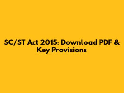 SC/ST Act 2015: Download PDF & Key Provisions