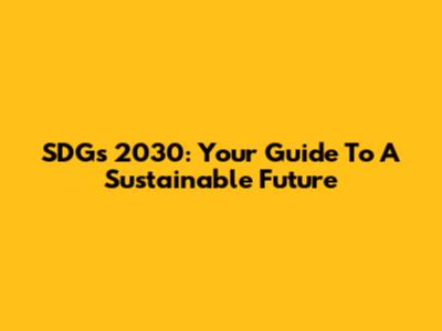 SDGs 2030: Your Guide To A Sustainable Future