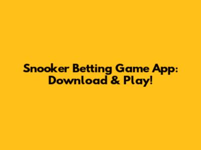 Snooker Betting Game App: Download & Play!