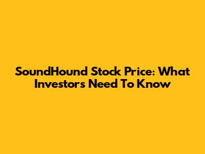 SoundHound Stock Price: What Investors Need To Know