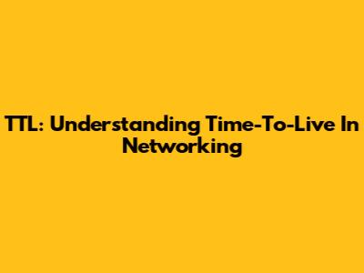 TTL: Understanding Time-To-Live In Networking