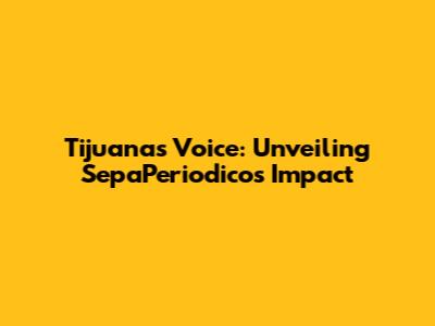Tijuana's Voice: Unveiling SepaPeriodicos' Impact