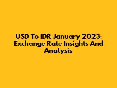 USD To IDR January 2023: Exchange Rate Insights And Analysis