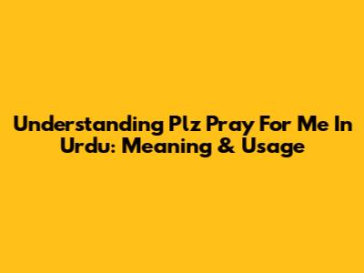 Understanding 'Plz Pray For Me' In Urdu: Meaning & Usage