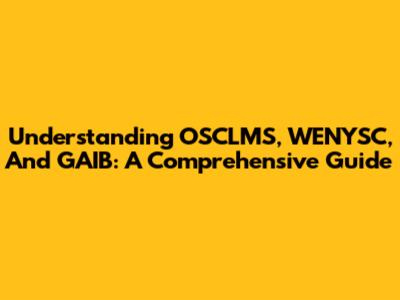 Understanding OSCLMS, WENYSC, And GAIB: A Comprehensive Guide
