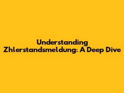 Understanding Zhlerstandsmeldung: A Deep Dive