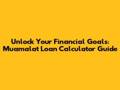 Unlock Your Financial Goals: Muamalat Loan Calculator Guide