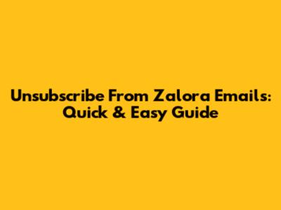 Unsubscribe From Zalora Emails: Quick & Easy Guide