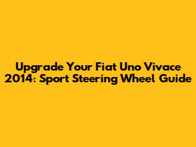 Upgrade Your Fiat Uno Vivace 2014: Sport Steering Wheel Guide