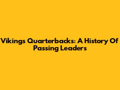 Vikings Quarterbacks: A History Of Passing Leaders