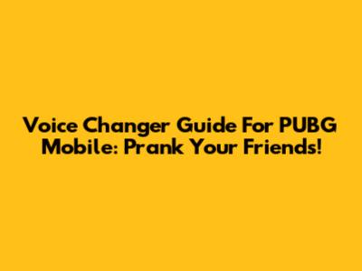 Voice Changer Guide For PUBG Mobile: Prank Your Friends!