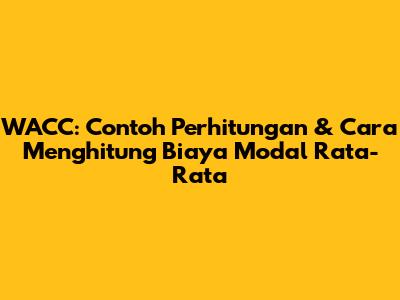 WACC: Contoh Perhitungan & Cara Menghitung Biaya Modal Rata-Rata