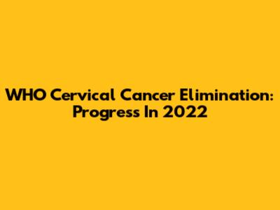 WHO Cervical Cancer Elimination: Progress In 2022