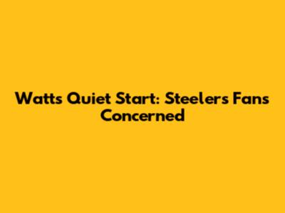 Watt's Quiet Start: Steelers Fans Concerned