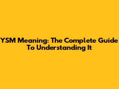YSM Meaning: The Complete Guide To Understanding It